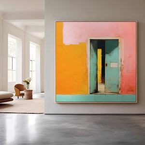 Grande peinture à l'huile abstraite rose, art mural moderne en acrylique sur toile, décoration créative personnalisée, cadeau idéal pour l'inauguration d'une maison - Product Image 5