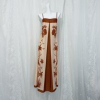 Gaun Liburan Tanpa Tali Model A-Line Longgar Buatan Khusus: Gaun Liburan Bohemian, Artistik, Retro, Etnik, dan Unik