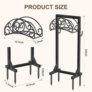 Freestanding <b>garden</b> hose holder, hose storage rack with tool <b>hooks</b>, can hold up to 150 feet of hose. - Product Image 2