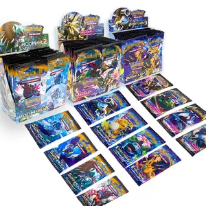 AHTEM 360 adet/kutu İngilizce fransızca İspanyolca oyun oyunları Pokemoned kartları Pokemen kartları Booster kutusu Pokemoned kartları