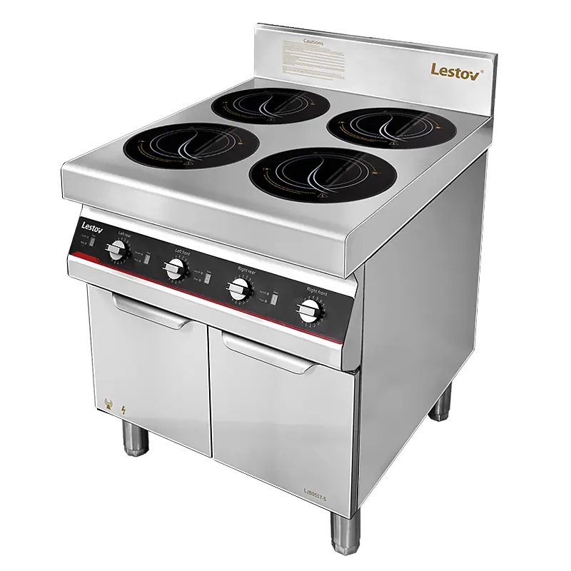 Poêle à induction de restaurant Lestov Upright 4 anneaux avec bouton de contrôle 3500w pour cuisine de cantine