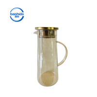 Carafe à eau en verre borosilicate transparent classique, écologique, thermos et bouteille avec couvercle pour les ensembles de café et de thé