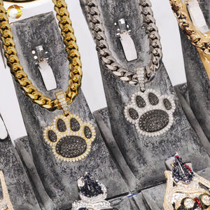 จี้เงินแท้ 925 ประดับเพชรโมอิสซาไนต์ รูปอุ้งเท้าสัตว์ ดีไซน์เก๋ สร้อยคอสำหรับงานปาร์ตี้ สไตล์ฮิปฮอป ของขวัญสำหรับคนรักสัตว์เลี้ยง สุนัข แมว - Product Image 3