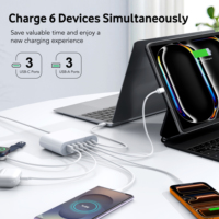 Vente flash - Chargeur rapide de bureau GaN 200W à 6 ports USB TYPE-C PD3.0, adaptateur universel avec prises EU/UK/US/AU pour ordinateurs portables et téléphones portables