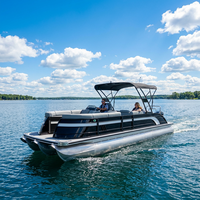 Bateau ponton flottant de luxe Kinocean 2026 de 27 pieds en aluminium avec moteur hors-bord de 7 m pour la pêche et les fêtes