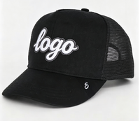 Zwarte verwisselbare klittenband patch mesh trucker pet aanpasbare snapback cap voor streetwear