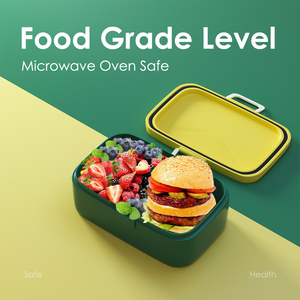 Boîte à lunch portable KJH 800ML à double niveau, sans BPA, en plastique biodégradable, compatible <span class=keywords><strong>lave</strong></span>-<span class=keywords><strong>vaisselle</strong></span>, 2 compartiments pour enfants et adultes - Product Image 6