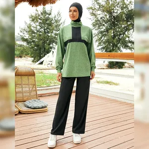2022 hijab 이슬람 스포츠 착용 3pcs 느슨한 겸손한 활성 착용 운동복 이슬람 의류 야외 Tracksuit