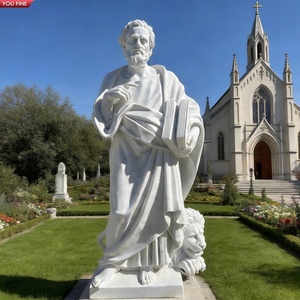 Sculpture de Saint Benoît en marbre blanc de Carrare grandeur nature, sculptée à la main, statue de prêtre catholique pour église, cour, jardin - Product Image 6