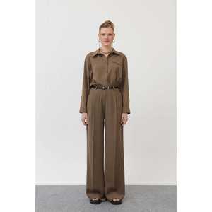 Pantalon à jambes larges pour femme, kaki, fermeture à boutons, 32175PNT - Product Image 4