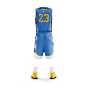 Индивидуальный дизайн, дышащий синий баскетбольный трикотаж, быстросохнущая спортивная форма с сублимацией для летнего матча, вариант большого размера - Product Image 3