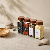 Lot de 24 pots à épices carrés en verre de 120 ml (4 oz) écologiques et personnalisables avec couvercle à vis pour assaisonnements et poivre