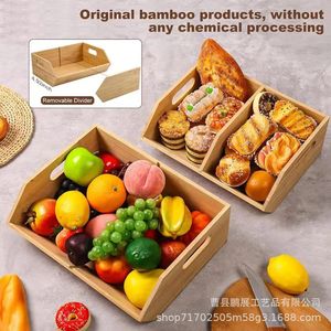 Wooden <b>Storage</b> <b>Tray</b> Rectangle Stackable With Handles For Kitchen Food Container Unfinished Standing Type - Product Image 4
