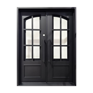 Custom Modern Exclusive Iron French Double <strong>Door</strong> Exterior Front Entrance Security Luxury Wrought Iron <strong>Doors</strong> for Houses Exterior - Product Image 3