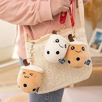 Porte-clés personnalisé en peluche, mignon, Boba, thé, Animal, coussin, visages, dessin animé, nourriture, collation, porte-clés en peluche, thé au lait, bulle de thé, porte-clés