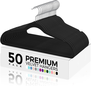 Custom Wholesale Velvet Clothes Hangers Black <b>White</b> Non-slip Suit <b>Coat</b> Pants Fabric Flocked Hangers - Product Image 1