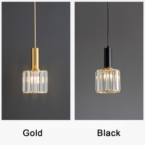 Crystal Pendant Lamp Gold Metal Frame Clear Glass Shade Modern Minimalist Style For Bedroom <b>Dining</b> Room Home <b>Lighting</b> - Product Image 2