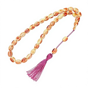 Chapelet Tasbih en Résine d'Ambre Naturel de Qualité Supérieure, 99 Perles, Style Vintage, Collier de Prière Islamique Musulman, Bijoux Unisexe, Idéal pour Cadeau - Product Image 2