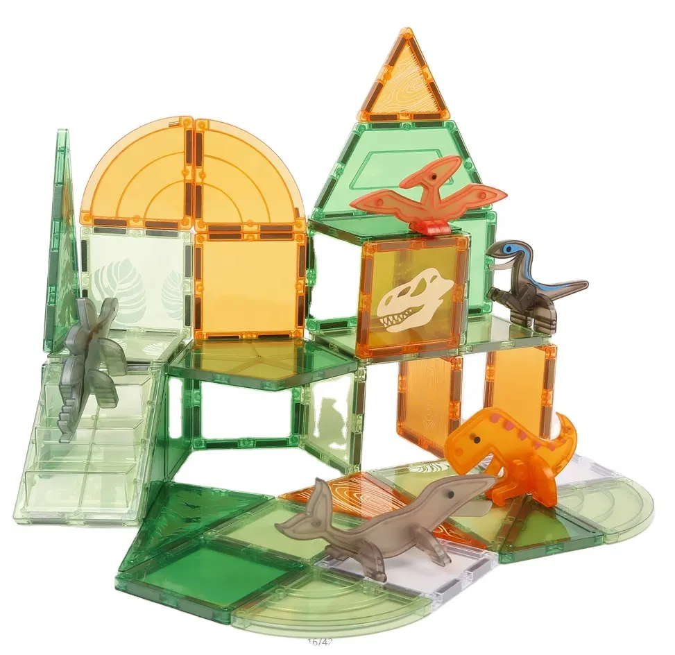 Baustein Spielzeug 45pcs Magnet fliesen Set Übung Hände auf Fähigkeit Buntes Set Dinosaurier Stil Serie Kinder Geschenk