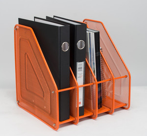 Porte-documents à 4 compartiments, fournitures de bureau, organisateur de bureau en <span class=keywords><strong>bois</strong></span>, support vertical en maille métallique, à 4 compartiments, de couleur noire, offre spéciale - Product Image 2