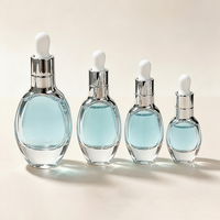 Flacon compte-gouttes en verre transparent personnalisé de 5 ml, 10 ml, 15 ml, 20 ml, 30 ml pour huile essentielle, flacon vide pour sérum mince