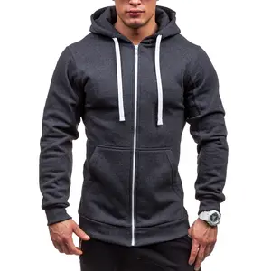 Hot Sale Lightweight Solid Color Men's Fall Casual Slim Fit Zipper Hoodies Jacket