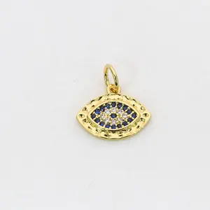 Brass 18K Gold Plating CZ Micro Pave Oval Eye Pendant For DIY Jewerly