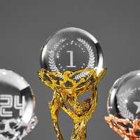 Trophée personnalisable en verre transparent 3D, boule de cristal, billard, volley-ball, basketball, gravure laser sur métal