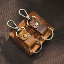 Genuine Leather Zinc Alloy Car Key Chain Pendant Personalized <b>Creative</b> <b>Gift</b> Key Ring Embossed Vintage Leather Craft - Product Image 2