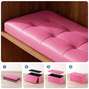 Chengjun 76*38*38cm Banc de rangement pliant carré moderne en tissu, <span class=keywords><strong>coffre</strong></span> de rangement, repose-pieds pour chambre et salon - Product Image 3