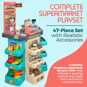 Ensemble de jeu de caisse de supermarché pour enfants épicerie jeu de rôle étal de marché magasin de <span class=keywords><strong>jouets</strong></span> caddie pour supermarché - Product Image 2