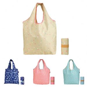 Sac de courses pliable réutilisable à pois bleus, impression par sublimation, vente directe d'usine - Product Image 1