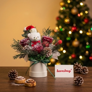 Lovebay Décoration de Noël pour la maison : Fleurs éternelles préservées en boîte ronde, Fleurs séchées en gros pour cadeaux - Product Image 4