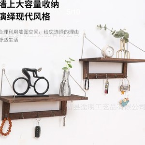 Wooden <b>Wall</b>-<b>Mounted</b> <b>Shelf</b> Rectangle Multipurpose Durable Storage For Home Bedroom Study Bathroom - Product Image 3