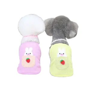 पॉकेट डिज़ाइन वाले प्यारे खरगोश कुत्ते के सस्पेंडर्स सुंदर पालतू ग्रीष्मकालीन पोशाक थोक मूल्य चिहुआहुआ कुत्तों के कपड़े कोरिया