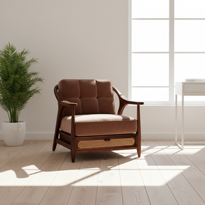 Fauteuil inclinable avec tiroir de rangement, fauteuil moderne en velours de style mid-century pour la maison ou le bureau - Product Image 3