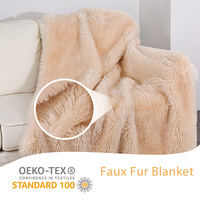 Plaid réversible en fausse fourrure 100 % polyester, écologique, lavable en machine, pour toutes les saisons