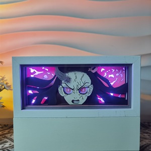 Lámpara Nocturna LED Cuadrada con Marco de Madera MDF, Diseño Anime, Luz Cálida, Decoración para Dormitorio, Funciona con Batería - Product Image 5