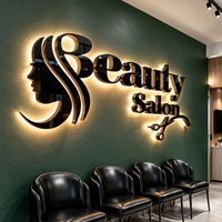 Enseigne 3D pour salon de coiffure, lettres lumineuses personnalisées, logo métallique, signalétique LED, éclairage halo, affichage mural extérieur pour institut de beauté et spa