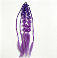 Queue de cheval tressée bicolore violette de 24 pouces, extension de cheveux en fibre haute température avec bande élastique, tresse torsadée, couleur personnalisée