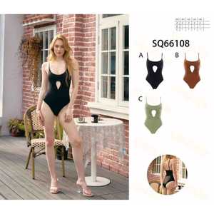 Costume da bagno intero HDJ a vita alta con controllo pancia, cut-out e fiore 3D, monokini, taglie 40 42 44, colori A B C D - Product Image 1