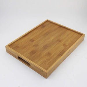Bandeja de Servir Rectangular de Bambú con Asas para Té, Café, Uso en Hoteles, Color Amarillo Claro Sólido, Número de Pieza SB 250 - Product Image 2