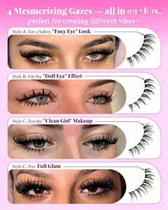 Extensions de cils DIY, grappes de cils inférieurs, <span class=keywords><strong>4</strong></span> styles, 225 pièces, bande fine naturelle de 5-7 mm - Product Image 5