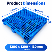 Palette en plastique robuste HUADING 1200*1200*160 mm à plateau ouvert à 3 roulettes pour rayonnage et transport
