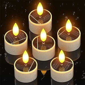 ALECTER Rechargeable Flameless <b>LED</b> Votive Candles Dusk Dawn Sensor Solar <b>Tea</b> <b>Lights</b> IP65 Waterproof Patio Garden Outdoor - Product Image 1