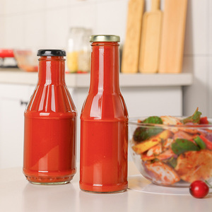 Bouteille de sauce tomate en verre cannelé, 12oz, 16oz, 375ml, 500ml, pour salade, Mayonnaise avec couvercle en métal - Product Image 6