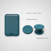 Portefeuille magnétique 2-en-1 pour téléphone avec support en cuir PU