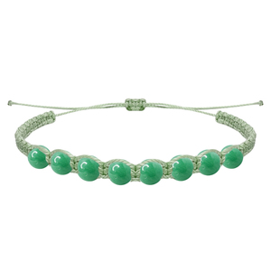 Bracciale di avventurina verde per le donne degli uomini fatto a mano con il durevole filo cerato in pietra naturale amuleto regolabile ciondoli - Product Image 1