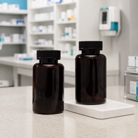 Flacon rond en PET ambré de qualité supérieure, opaque, recyclable, pour capsules, 200 ml, pour l'emballage de compléments alimentaires