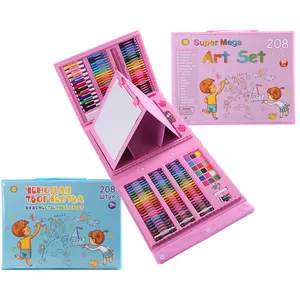 Vente en gros de haute qualité 208 pièces boîte stylo aquarelle et crayon de couleur ensemble de dessin d'art pour les enfants